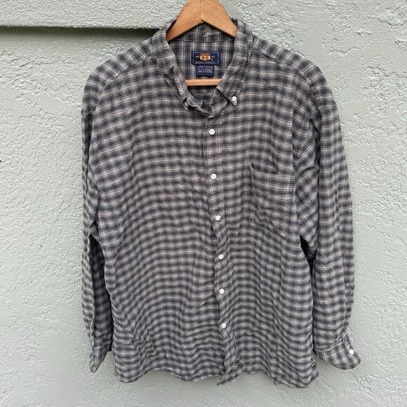 Route 66 Button Down Long Sleeve Shirt Size Large L 100% Cotton Green Plaid - Picture 1 of 4